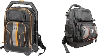 Klein Tools 55604 Rolling Tool Backpack, Tool Bag with 28 Pockets, Heavy Duty Retractable Handle & 55485 Tool Bag Backpack, Durable Electrician Backpack with 48 Pockets for Hand Tools
