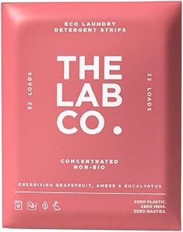 – Laundry Detergent Strips Washing Sheets | Eco Ultra-Concentrated | Non-Bio for Sensitive Skin | Non-Toxic Fragrance | EDC-Free | Lab-Tested | Energising Grapefruit Amber | 32 Loads