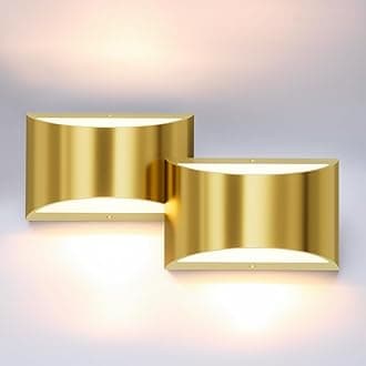 Aipsun 2 Pack Brushed Gold Wall Sconce Indoor Wall Lights Hardwired Up and Down Wall Mount Light for Living Room Bedroom Hallway Corridor Conservatory Warm White 3000K(with G9 Bulbs)