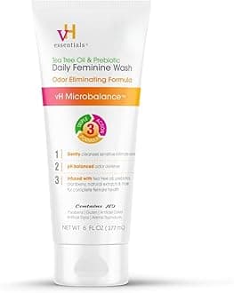 vH essentials Tea Tree Oil and Prebiotic, pH Balanced Daily Feminine Wash - 6 Fluid Ounce