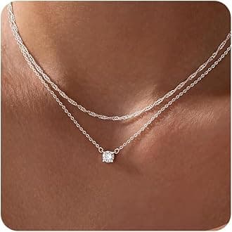Dainty 14k Gold Plated/Silver Cubic Zirconia Necklaces for Women, Simple CZ Jewelry Necklaces Trendy Gifts
