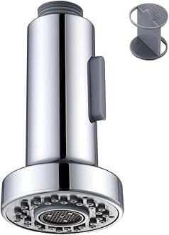 Angle Simple Faucet Head Replacement, Male Thread Type G 1/2 or 13/16 Inch, Tested to NSF/ANSI/CAN 61 & 372, Kitchen Sink Sprayer, Stream and Spray Mode, Chrome