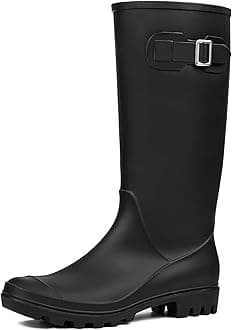 Women's Tall Rain Boots Garden Boots Waterproof Wellington Rubber Boots(9 B(M) US, Matte Black)