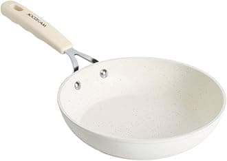 Mini Nonstick Egg Pan, 6.3 Inch Omelet Pan, Small Single Serve Egg Nonstick Skillet, Medical Stone Coating Cookware with Heat-Resistant Handle (16 cm, White)