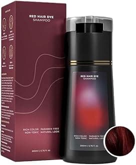 Hair Dye Shampoo, Hair Color Dye Shampoo, Hair Care Instant Dye, Natural Hair Color for Gray Hair Coverage, Suitable for Women & Men(Red)