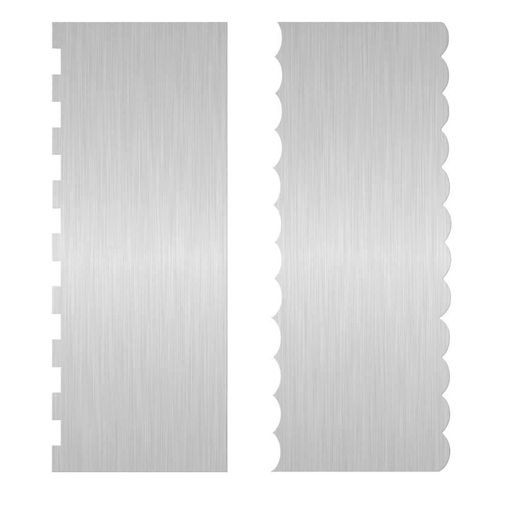 2 Pc Stainless Steel Cake Scraper Cake Decorating Tools Edge Side Jagged Wave Double Sided Patterned Comb Metal Cake Carving Smoothing Cream Pastry Baking(CS-21，CS-25)