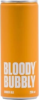 BLOODY BUBBLY GINGER ALE | Naturally Flavoured Soda | 44 Cal Per Can | No Added Artificial Flavours, Colours & Preservatives | Pack Of 6 (250ml Each)