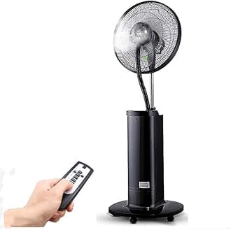 Cooling Fans Fan, Oscillating Misting Fan with LED Display, Remote Control, Pedestal Fan 3 Quiet Speeds and Modes, 15h Programmed Timer for Home and Office 3 Speed Setting (Color : Black)