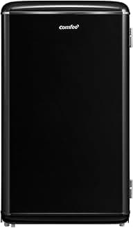 COMFEE' RCD93BL2UKRT(E) Under Counter Fridge, 93L Retro Freestanding Fridge with Chiller Box, Adjustable Thermostats, LED light, Black