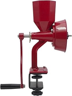 Hand Grain Mill Red Wonder Junior Deluxe- Manual Grain Mill and Grain Grinder for Dry and Oily Grains - Kitchen Flour Mill, Grain Mill Hand Crank and Spice, Corn, Wheat Stone Mill Grinder