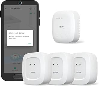 SpeakerHub & Three Water Leak Sensors Starter Kit – Plays Tones/Sounds, Spoken Messages, LoRa-Powered ¼ Mile Range, App Alert, Emails, SMS/Text, IFTTT