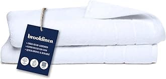 Brooklinen Super Plush Turkish Cotton Hand Towels, Set of 2 Cotton, 820 GSM, Highly Absorbent, Machine Washable, Perfect for Home or Bathroom (20"x30", White)