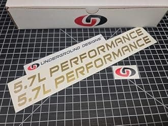 5.7L Performance Decals (2-Pack) Hemi V8 Hood Fender Racing Stickers Fits 2005+ Challenger Charger Ram Durango R/T 300C (Metallic Gold, 3/4" H x 11.5" L)