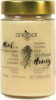 Oneroot 100% Canadian Flower Honey - 17.6 Oz/1.1 Lbs, Honey Wildflower Unfiltered, Unheated & Creamed, Nutrient Rich Raw Wildflower Honey With Enzymes, Thick Natural Sweetener