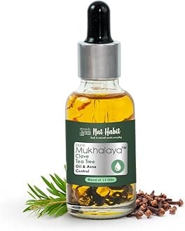 Nat Habit Face Oil, Clove Tea Tree Mukhalaya For Women Skin Acne Control, with Blend of 13 Cold Pressed Oils For Natural Oily Skin Condition & Balance Sebum Secretion, 15ml