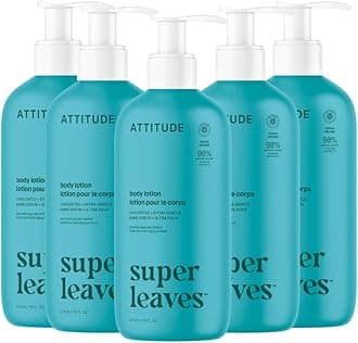 ATTITUDE Body Lotion, EWG Verified, Vegan & Cruelty-Free, Hydrating Moisturizer for Dry Skin, Non-Greasy, Extra Gentle Skin Care, Unscented, 16 Fl Oz (Pack of 6)