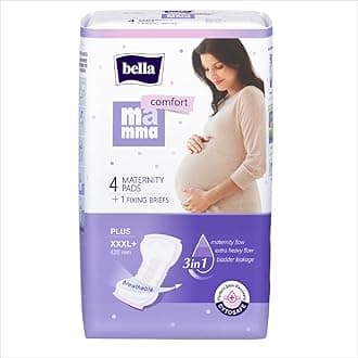 Mamma Comfort Plus Maternity Pads | After Delivery For Women | Anatomical Shape | Ultra Absorption | CYTOSAFE Perfect Skin Recovery | Size XXXL+ | Pack of 4 Pads + 1 Fixing Briefs