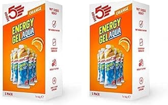 HIGH5 Energy Gel Aqua - Quick Release Sports Gels to Power Muscles for Top Performance - Natural Fruit Juice & No Caffeine - On The Go Energy Boost for Running, Cycling and Endurance (Orange, 5 x 66g)
