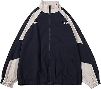 Y2k Jacket for Women Zip Up Bomber Jacket Y2k Clothing Racing Varsity Jacket Oversized Color Block Jacket Unisex