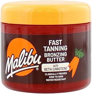 Malibu Sun Bronzing Fast Tanning Body Butter, Tan Accelerator with Beta Carotene, Moisturising & Water Resistant Formula, 300ml, SPF 0