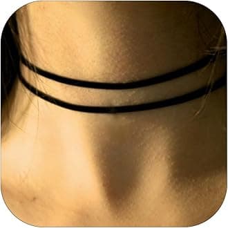 Long tiantian Black Suede Choker Necklace Boho Layered Necklaces for Women Coin Pendant Necklaces Jewelry for Girls（double-layer choker）, Metal, other
