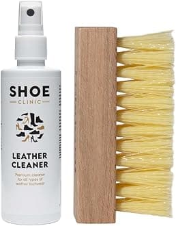 Shoe Clinic Leather Cleaning Kit | For Shoes, Boots, Sneakers, & More | Includes Leather Cleaner & Brush