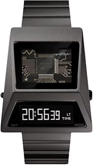 - Unique Metal Watch OLED Display Men Digital Unique Metal Watch Lift to Wakescreen Stainless Steel Strap, Grey, White, Modern