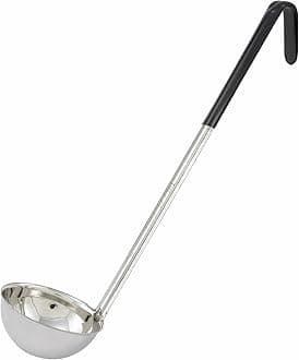 Winco LDC-6 Stainless Steel Ladle with Black Handle, 6-Ounce