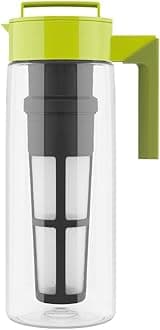 Takeya Flash Chill Iced Tea Maker - Versatile Tea Brewer for Loose/Bagged Tea - Patented Flash Chill Tech Hot/Cold Use BPA-Free Tritan Dishwasher Safe - Airtight Lid Made in USA - 2 Quart/Avocado