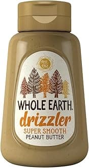 Whole Earth Drizzler Original Roasted Peanut Butter, Super Smooth Squeezy Runny Nutty Spread Made with 100% Peanuts, All Natural Ingredients, No Added Sugar, Gluten Free, Vegan Friendly – 320g