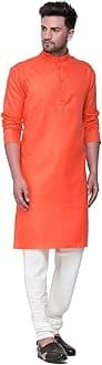Multi Colored Cotton Plain Men's Ethnic Kurta Only
