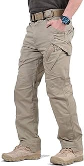 TACVASEN Men's Cargo Combat Work Trousers Military Outdoor Pants with Zip Pockets