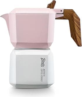 Bincoo Stovetop Espresso Maker 2 Cups-Creative Moka Coffee Pot Double Valve,Italian Coffee Maker Aluminium Stovetop Camping Espresso Maker with Gift Box (pink)