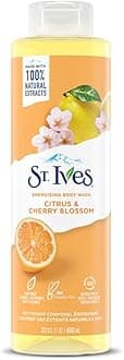 Unilever St. Ives Energising Body Wash (650ml) Citrus & Cherry Blossom Made with Plant-Based Cleansers & 100% Natural Extracts 16 oz Shower Gel, White