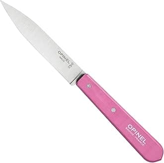 OPINEL Essential No.112 Paring Knife, Plain Edge, Hornbeam Handles, Made in France (Pink)