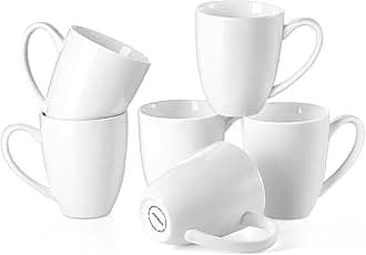 Porcelain Coffee Mugs Set of 6, 13 Ounce Coffee Cups with Handle, Ceramic Tea Mugs for Latte, Hot Tea, Cappuccino, Mocha, Cocoa, Blue Assorted Colors Mug Gift Set, Dishwasher and Microwave Safe, White