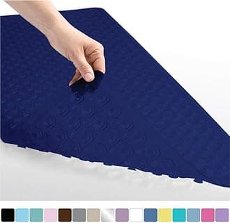 Gorilla GripOriginal Patented Bath, Shower, Tub Mat (35x16) Machine Washable, Antibacterial, BPA, Latex, Phthalate Free, Bathtub Mats with Drain Holes, Suction Cups, XL Size Bathroom Mats (Navy Blue)