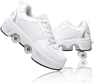 Four-Wheel Recyclable Roller Skate Skates,2-in-1 Parkour Shoes, Shoes That Turn Lnto Rollerskates, Children's Roller Skates Ladies Kick-Roller Shoes Adult Skating Cool Running