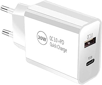 Pipestation® EU 2 Pin to USB and PD Plug Travel Adapter Charger | Euro Wall Adaptor with 1 USB-A Port and 1 USB-C Port | European Universal Power Charging compatible with iPhone Samsung Smartphone