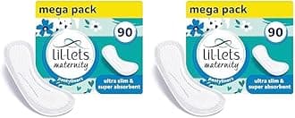 Lil-Lets Maternity Pantyliners, 90 x Ultra Slim Pantyliners, 6 Packs of 30 Pant Liners, for Pre & Post Birth Use, Light Bladder Weakness, Discharge or Spotting
