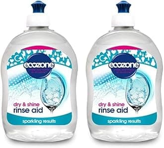 Rinse Aid, Natural Rinsing Aid for Dishwashers, Dry & Shine Gentle Formula for Sparkling & Streak-Free Results, Leaves Glass & Crockery Hygienically Clean, Vegan Friendly Solution (500ml)
