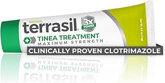 terrasil Tinea Versicolor Treatment Cream Max Strength, Antifungal Tinea Cream, Clinically Proven 1% Clotrimazole, Treats Most Ringworm & Fungal Infections, Soothing Relief of Itchy Dry Skin (.5oz)