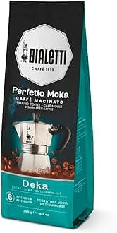 Perfetto Moka Deka: Medium Roasting Ground Coffee, Cereals Aroma, 8.8 Oz - 250g, Bag with Flavour-Saving Valve