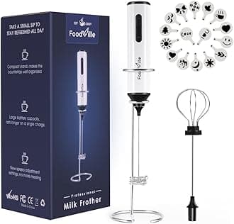 MF05 Rechargeable Milk Frother Handheld Foam Maker with Stainless Whisk for Cappuccino, Latte, Bulletproof Coffee, Keto Diet, Protein Powder, Matcha (2019 Summer New Version)