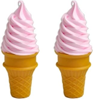 2 Pcs Simulated Ice Cream Artificial Lifelike Fake Ice Cream Food Model for Home Kitchen Cabinet Desk Shops Party Decor Sample Display Photography Props(Pink)