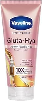 Vaseline Gluta-Hya Dewy Radiance Lotion for Face & Body | Gives Brighter Skin | Glutathione & Niacinamide Infused Moisturizer, 200ml