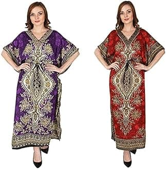 Ukal Women's and Girl's Long Nightwear Nighty Beachwear Viscose Nightwear Kaftan Maxi Summer Dress