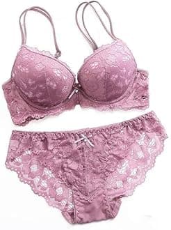 Designer Women's Bra Panty Set Lace Push Up Underwired Solid Lingerie Set Baby Doll Bikini Set for Women Wire Bra Lingerie Set for Women & Girls