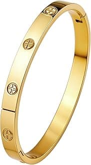 HighSpark Gold Bracelets for Women | 18K Gold Plated Stainless Steel Friendship Love Bangle Bracelet for Women | Lovely Gift