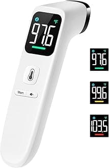 Touchless Thermometer for Adults and Kids, Fast and Accurate Thermometer with Fever Alarm, 1S Reading and Silent Mode (Led-White)